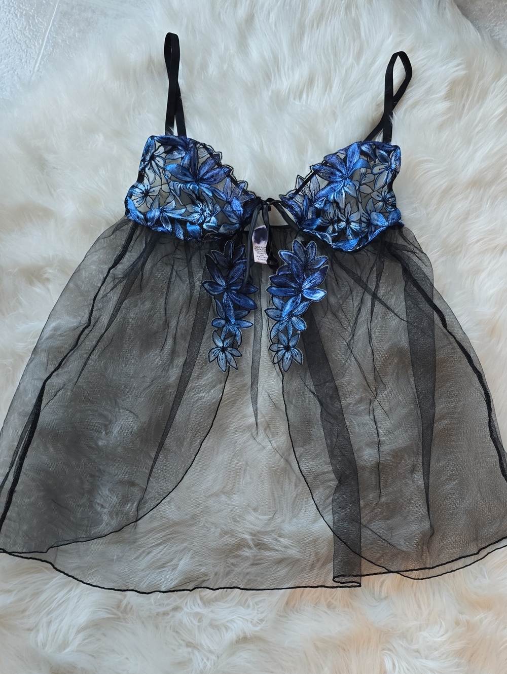 Very SexyZiggy Glam Floral Embroidery Flyaway Babydoll Chemise SIZE M